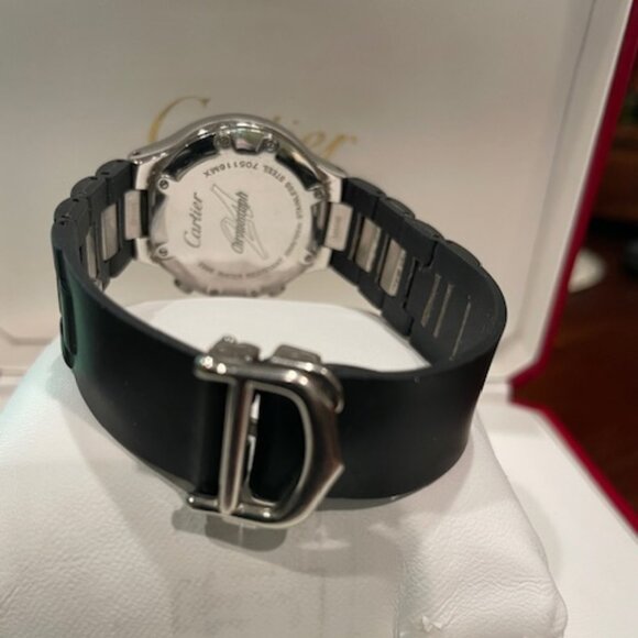 Authentic Cartier Chronoscaph Chronograph Quartz Black Dial Ladies Watch - Picture 7 of 13
